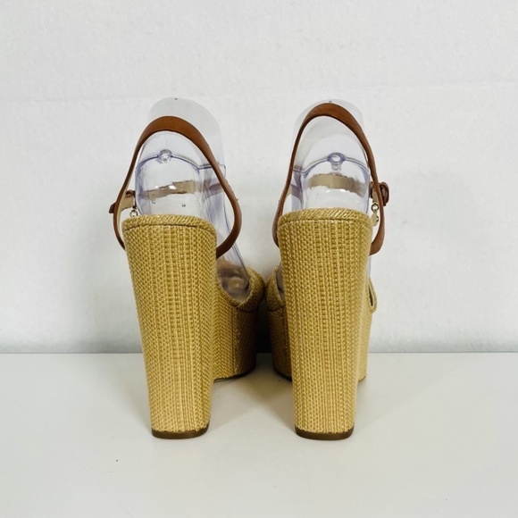 Michael Kors size 10 Benji Denim Platform Wedge Sandals Natural Color Boho - Picture 3 of 12